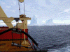 Icebergs behind the ship